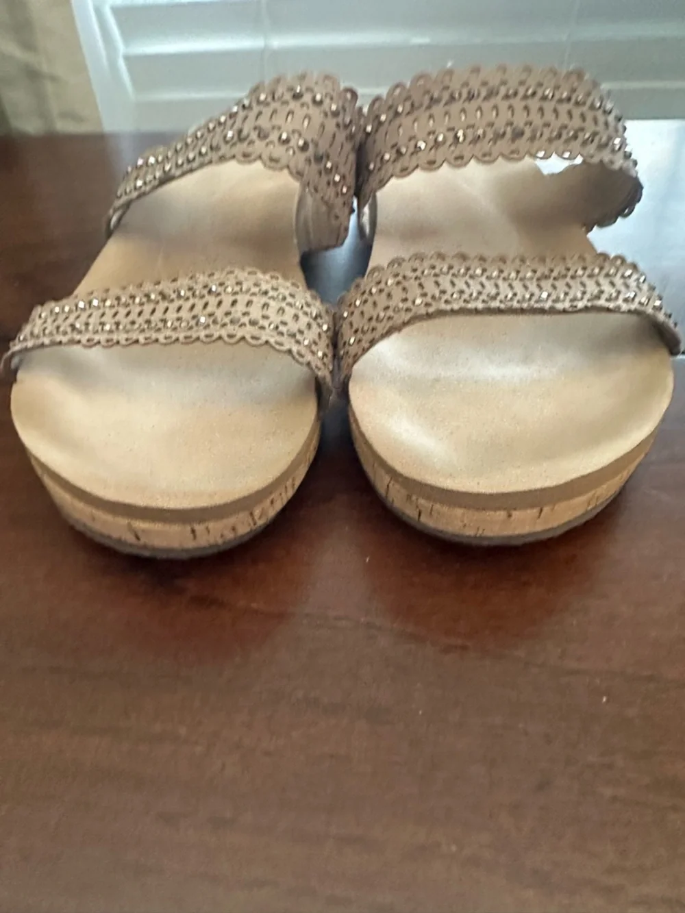 Yellow Box Taupe/tan Beaded Double-Strap Slide Sandals 9 - Picture 3 of 10